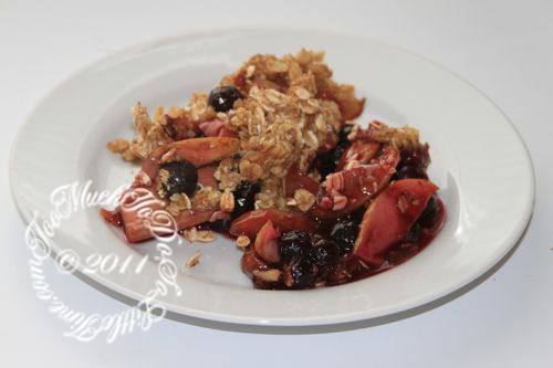 Blueberry, Apple and Rhubarb Crisp