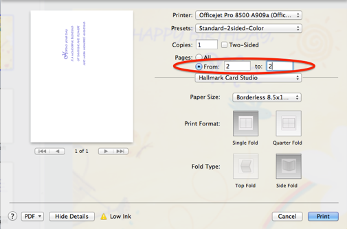 Workaround for Hallmark Card Studio for Mac Printing Issue
